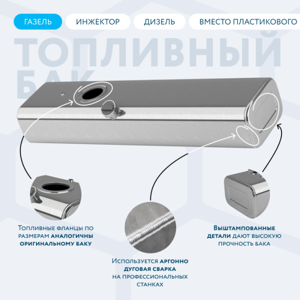 Купить Алюминиевый топливный бак 140 литров Газель инжектор / дизель (вместо пластика) Алюминиевый топливный бак 140 литров Газель инжектор / дизель (вместо пластика)